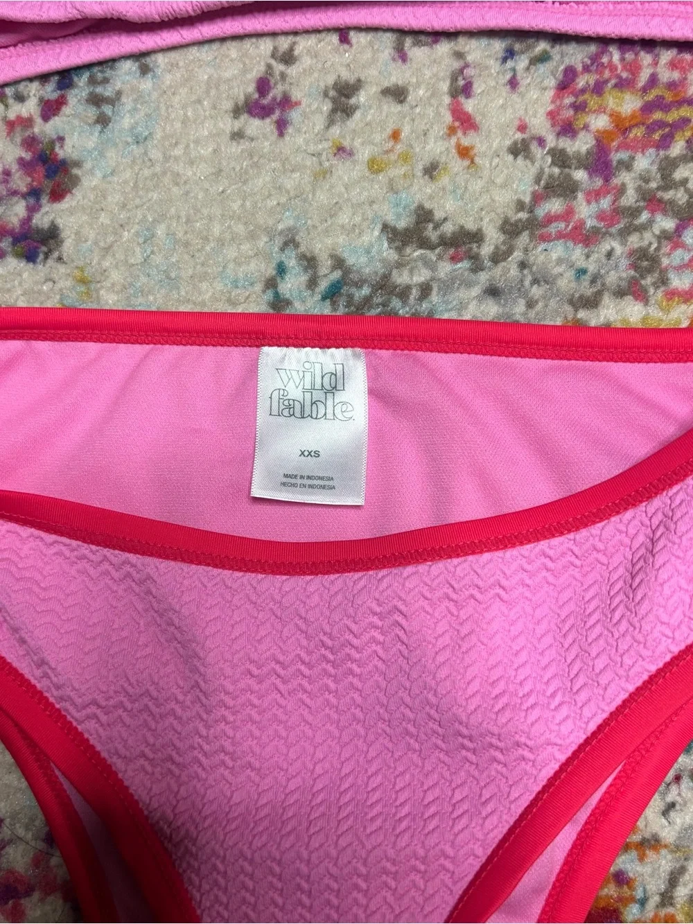 Women's Pink Wild Fable Two-Piece Bikini Set with Red Trim